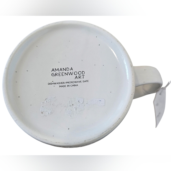 Amanda Greenwood Large Designer Inspired White Mug with Pink Accent. New - Picture 3 of 3